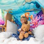 Kids Fort Building Kit, Blanket Fort Building Kit Large 10' x 10' with Clips, Hooks and Sandbags, Play Tent Fort Indoor, Use as a Canopy, Play Stage Background, Blanket Fort - Under The SEA