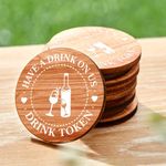 Marsui 50 Pcs Drinks Tokens Wooden Tokens for Events Rustic Wood Drinks Tokens Hearts Vintage Drink Tokens for Wedding Favours Beverage Birthday Parties Bar Table Decoration Supplies