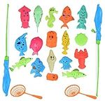 Bath Toy Magnetic Fishing Toys for 1-6 Year Old Baby Bath Toys for Toddler Water Toy with 20 floating Fish,2 Rod Pole and 2 Nets Baby Bath Toy for Boys Girls Kids Age 1 2 3 Birthday Gifts Presents