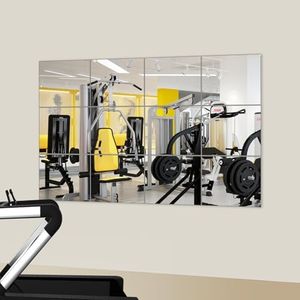 JAMBALAY Full Length Wall Mirror Tiles, 10''×12''×12Pcs Home Gym Mirrors for Gym, HD Glass Wall Mirror Tiles, Self Adhesive Frameless Wall Mirror for Bedroom, Living Room, Over The Door