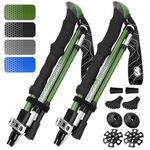 Hiker Hunger Folding Walking Stick, Folding Trekking Poles, Hiking Sticks Foldable Hiking Poles for Men Walking Sticks for Seniors Trekking Poles for Hiking Collapsible Walking Sticks (Green, Large)