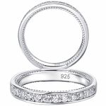 Newshe Wedding Band for Women Stackable Promise Engagement Ring Eternity 925 Sterling Silver 5A Cz Size 9