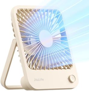 JISULIFE Desk Fan Battery Operated Rechargeable, 4500mAh 180°Foldable Portable Fan, 4 Speeds Adjustable Long Battery-Life for Home Office Travel Outdoor-Brown