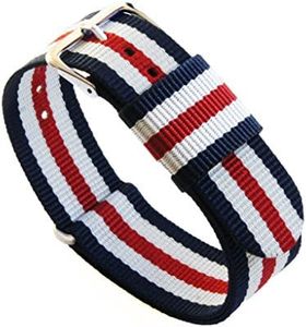 BARTON Watch Bands - Choice of Color, Length & Width (18mm, 20mm, 22mm or 24mm) - Navy/Crimson/Ivory 24mm - 'Long' Version