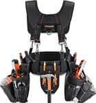 39Pockets Tool Belts for Men with Suspenders, 4" Padded toolbelt, Tool Belt with Suspenders, Tool Belt, Tool Belt Suspenders, Carpenter Tool Pouch, Tool Belts for Men, Black W/Orange, One Size