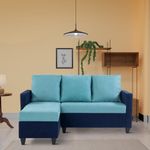 COUCH CULTURE Saya RHS Sectional Sofa for Living Room |4 Person Sofa| Premium Fabric with Cushioned Armrest | 12 Months Warranty| Solid Wood Frame| 4 Seater in Saya Duo Teal Color DIY(Do-It-Yourself)