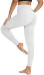 YOLIX Workout Leggings for Women - High Waisted Yoga Pants Tummy Control Compression for Running White