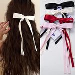 FAMEZA 4 PCS Ribbon Hair Clips Bowknot With Long Tail|Bow Hair Clips|Hair Clips for Women with Bowknot Clips|Hair Bows for Women Ribbon for Hair Barrettes Bow clips(MULTICOLOR)