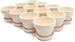 Juvale 3 Inch 12 Pack White Clay Mini Terracotta Pots with Saucers and Drainage Hole, Paintable Pottery for Succulents, Planter, Flowers, Cactus, Garden Crafts, and Wedding Decor