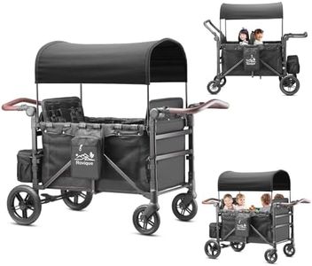 Rovique Wagon Stroller for 4 Kids – Includes Adjustable Canopy, Convertible Seats, Snack Tray, Parent Organizer, 5-Point Harness, Push/Pull Adjustable Handle