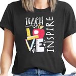 STARMAP Teacher Shirts Women Teacher Life Shirt Teach Love Inspire Casual Shirt Grey