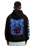 INDIE APES Madara Uchiha Pullover Hoodie for Men Regular Fit Hooded Sweatshirt Full Sleeves Solid Jumper Sweatshirt for Men/Boys (X-Large) Black -Blue