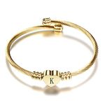 SBI Jewelry Gold Initial Letter Cuff Bracelet K Pendant Heart Bangle Charm Bracelets Women Girlfriend Family Daughter Women Sister Mom Best Friend Birthday Anniversary Mothers Day