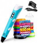 Magicwand 3D Printing Pen with LCD Display【5 Metre Each 20 Filaments Extra】【with Adaptor】【Pack of 1】