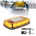 Amber Beacon Strobe Light Wireless Battery Rechargeable, 17 Flashing Mode, High Low Brightness, 48pcs Led, Roof Top Hazard Flash Warning Lights for Vehicles Trucks Snow Plows Postal Mail ATV UTV