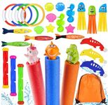 Lubibi 29pcs Pool Diving Toys Set Swimming Pool Toys with Cute Animal Water Pistol, Diving Sticks, Underwater Diving Game Pool Training Toys for kids with Storage Bag