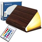 BONNYCO Led Book Light Wooden Folding Lamp with Remote Control, 16 Colours & Timer Table Book Lamp Night Light Perfect for Home, Office & Room Decor | Christmas & Birthday Gifts for Men and Women