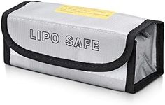 kwmobile LiPo Battery Bag - Storage Pouch for Rechargeable Batteries 7.3" x 3" x 2.4" - Silver/Black