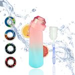 VASUKEY Air water bottle with flavour pods, bottle for cycling and other sports with cleaning brush come up with 4 flavour pods, 0% sugar with fruit fragrance (pink and blue)