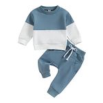 PanLidapan Toddler Infant Baby Boy Fall Winter Outfit Clothes Long Sleeve Sweatshirt Jumper Top Elasticated Waist Trouser Tracksuit Set (Blue, 12-18 Months)