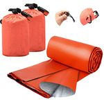 Emergency Sleeping Bag,(2 Packs) Lightweight Keep Thermal Waterproof Camping Bag PE Aluminum Film Emergency Blanket(Orange) Emergency Sleeping Bags for Camping