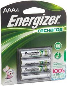 Energizer NiMH Rechargeable Batteries, AAA, 4 Batteries/Pack