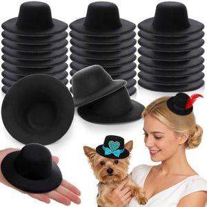Pumtus 30 Pcs Mini Hats for Crafts, 4 Inch Felt Doll Hat, Miniature Formal Top Hats, Black DIY Snowman Hat, Hair Decor Accessories for Craft Projects, Party Ornaments, Dress up Pets Women Costume