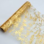 Snowkingdom Glitter Metallic Gold Table Runner 11 Inch x 100 Feet Thin Mesh Sparkle Table Runner Roll Table Decorations for Wedding Bridal Shower, Baby Shower, Birthday Party