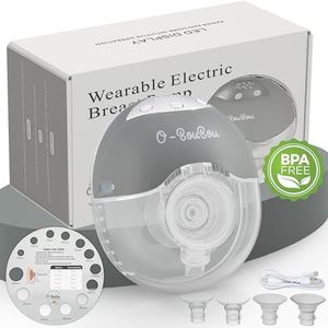 Tire Lait Electrique Main Libre en Silicone Avec Batterie à Longue Durée - 12 Niveaux & 4 Modes - Tire Lait Electrique Portable - Brides de 24 mm + 4 Insert Brides (15/17/19/21mm) Sans BPA, 1 Pièce