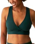 Kindred Bravely French Terry Nursing Bra for Breastfeeding and Sleep, Racerback Crossover, Soft and Stretchy Maternity Bra (Evergreen, X-Large)