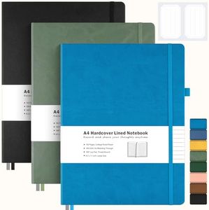 3 Pack College Ruled Notebook, A4 Hardcover Leather Notebook for Work, Lined Notebook Journal for Women, Men, 192 Thick Paper, 8.5" x 11", Large Notebook, Professional Business Notebook, Multicolor