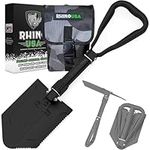 Rhino USA Survival Shovel w/Pick - Heavy Duty Carbon Steel Military Style Entrenching Tool for Off Road, Camping, Gardening, Beach, Digging Dirt, Sand, Mud & Snow. (Folding Survival Shovel)