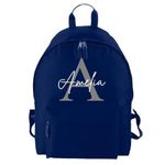 D&T Personalised Kids Backpack for Girls and Boys: WaterProof Back to School, Customised with Monogrammed Initials & Names. A Unique Rucksack Ideal for School Children French Navy O/S