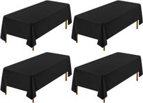 DEYIXUN 4 Pack Black Tablecloth 60 x 102 Inch, Rectangle Black Table Clothes for 6 Foot Table, Wrinkle Resistant Washable Polyester Table Cover Cloth for Wedding Dining Table Buffet Parties