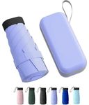 TEKCOOL Travel Mini Folding Compact Umbrella with Case, Manual Open 6 Ribs Lightweight Portable, Small Sun & Rain Pocket Umbrella for Girls and Women- Use in Rain & Summer(Purple)''
