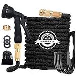 EUHUYG Flexible Garden Hose Pipe 100FT, 3 Times Expanding Flexible Magic Lightweight Watering Hose Pipe with 8 Function Spray Gun/Solid Brass Fittings/Anti-Leakage Easy to use