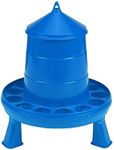 Little Giant 4 Pound Poultry Chicken or Bird Feeder Dispenser Container with Feed Saver Ring, Carrying Handle, and Legs, Blue