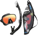 TUSA Sport Adult Serene Mask and Snorkel Combo, Black/Black Mirrored Lens (UC-1625PMQB-BKB)