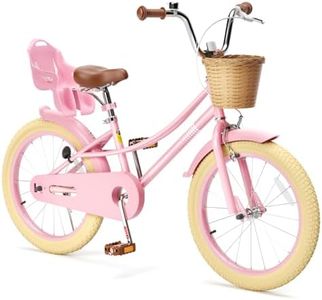 Glaf Girls Bike with Training Wheels and Basket Kids Bike for Girls Boys Age 2-12 Years Toddlers Bicycle with Bell Adjustable Seat Handlebar (20 Inch with Kickstand, Pink)