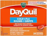 Vicks DayQuil Cold and Flu Medicine, Cough Suppressant, Nasal Decongestant, Pain & Fever Reducer, Non-Drowsy Formula, 24 Liquid Capsules