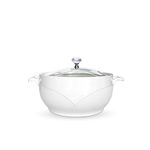 SOOMILE Ceramic Soup Tureen with Glass Lid Lovely Serving Tureens with Diamond Lid , White, Roun (1.3L)