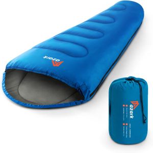 azark Premium Sleeping Bag – 350GSM Lightweight Waterproof, 4-Season Blue
