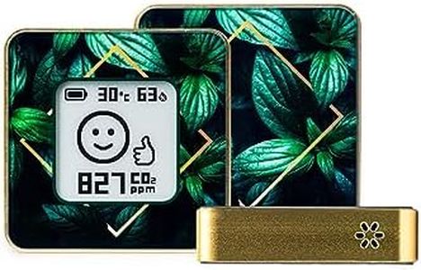AIRVALENT Wireless Indoor Air Quality Monitor – CO2, Relative Humidity, Temperature Sensor with Display and App – Unique Design Pocket Size Monitor with Durable Aluminium Frame (Greenness)