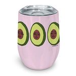 Insulated Stainless Steel Stemless Glass Tumbler by Studio Oh! - Avocadoze - 12 oz. 4.75" H Double-Wall Construction with Full-Color Artwork & Spill-Resistant Drink-Through Lid