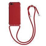 kwmobile Crossbody Case Compatible with Apple iPhone SE (2022) / iPhone SE (2020) / iPhone 8 / iPhone 7 Case - TPU Silicone Cover with Strap - Red