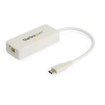 StarTech.com USB C to Gigabit Ethernet Adapter w/USB A Port - White 1Gbps NIC USB 3.0/USB 3.1 Type C Network Adapter - 1GbE USB-C RJ45/LAN TB3 Compatible Windows MacBook Pro Chromebook (US1GC301AUW)