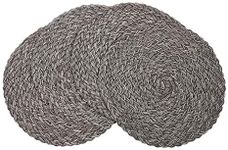 Round Braided Placemats Set of 6 Round Table Mats for Dining Tables Heat Resistant Non Slip Cotton Linen Woven Kitchen 15 Inch Table Mats (Gray)