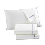 Chic Home 4 Piece 100% Cotton Embroidered Sheet Set and Pillowcases Ivory White, Lavender, King