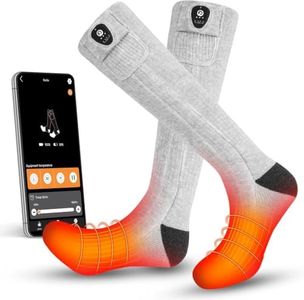 SNOW DEER Heated Socks for Men Women, App Control Rechargeable Electric Heating Warm Sock for Skiing Snowboarding Outdoors (Grey, M)