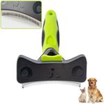 TINY SPARK Dog&Cat Brush For Shedding Curved Blade Self Cleaning Deshedding Brush Dog Undercoat Rake for Short Medium Long Hair(Green,L-11.5CM)